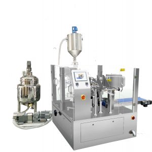 Embalagem automática de selo de enchimento de saco pré-fabricado com enchimento de pistão para líquido e pasta