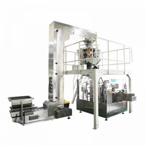 Máquina de embalagem rotativa de enchimento e pesagem automática de grânulos para sacos pré-fabricados