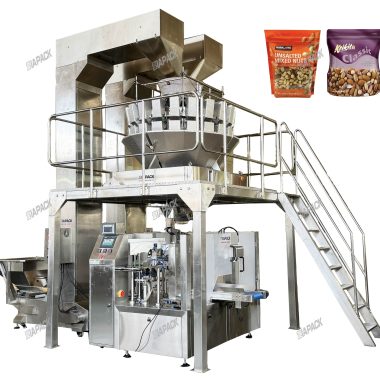 Máquina automática de pesagem, enchimento e embalagem de nozes mistas