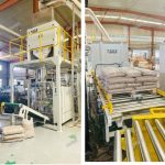 Pelotas de madeira 15KG pesando ensacamento de enchimento A linha de paletização está pronta para entrega