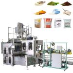 Linha automática de pesagem, enchimento, ensacamento, transporte e paletização de produtos em pó a granel